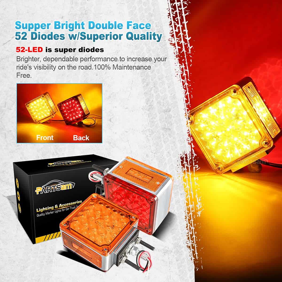 Partsam 2Pz Cuadrados Dobles Fender Luz de Giro Señal de - Imagen 5