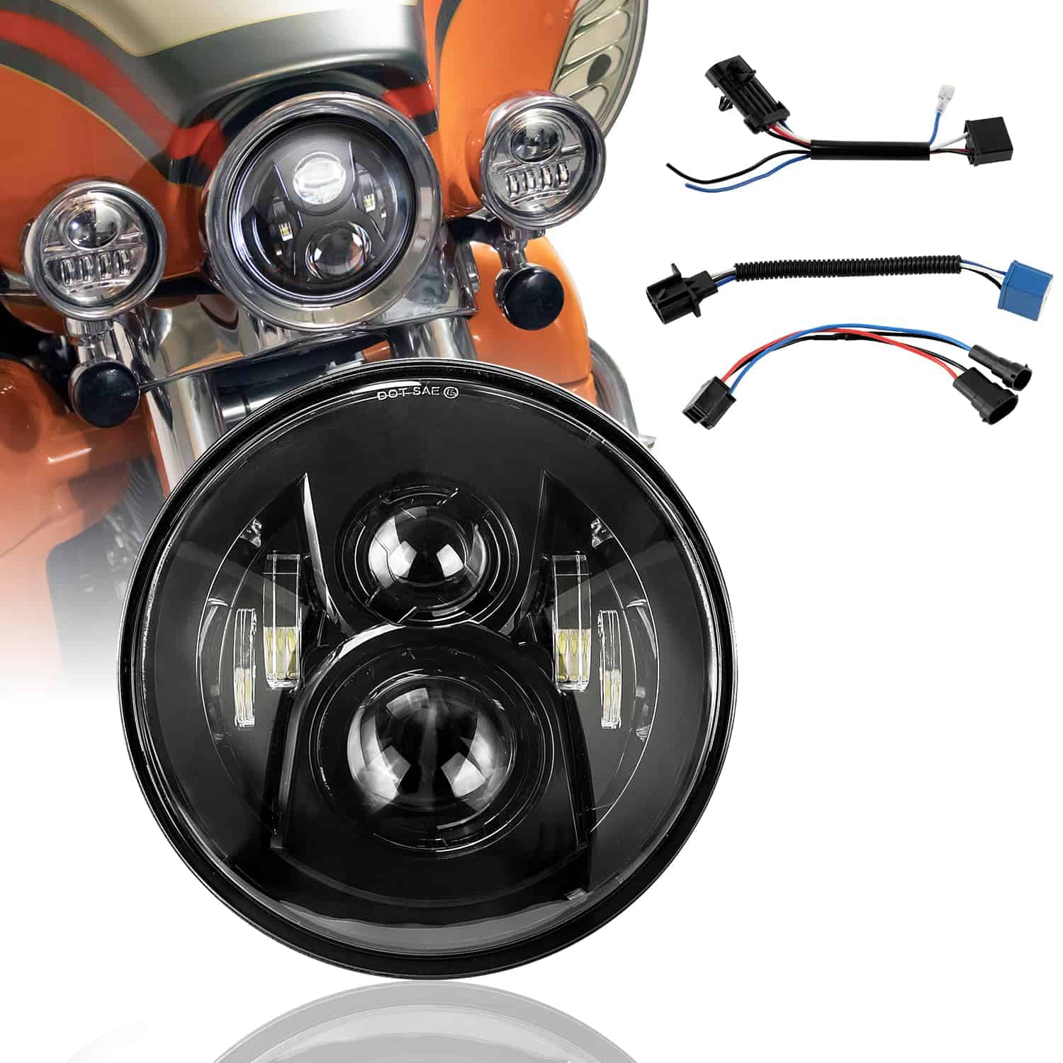 Faro de 7 pulgadas SUNPIE Compatible con Street Glide/Tri