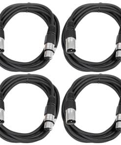 Seismic Audio - Paquete de 4 cables de parche -Negro