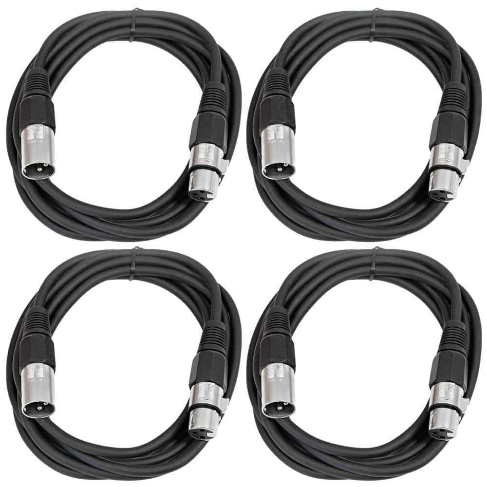 Seismic Audio - Paquete de 4 cables de parche -Negro