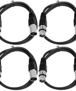 Seismic Audio - Paquete de 4 cables de parche -Negro