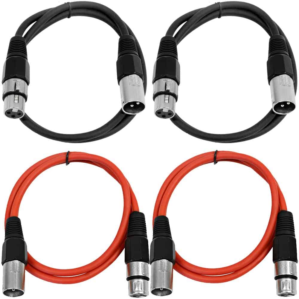 Seismic Audio - Pack de 4 Cables Patch de 2' XLR Macho a