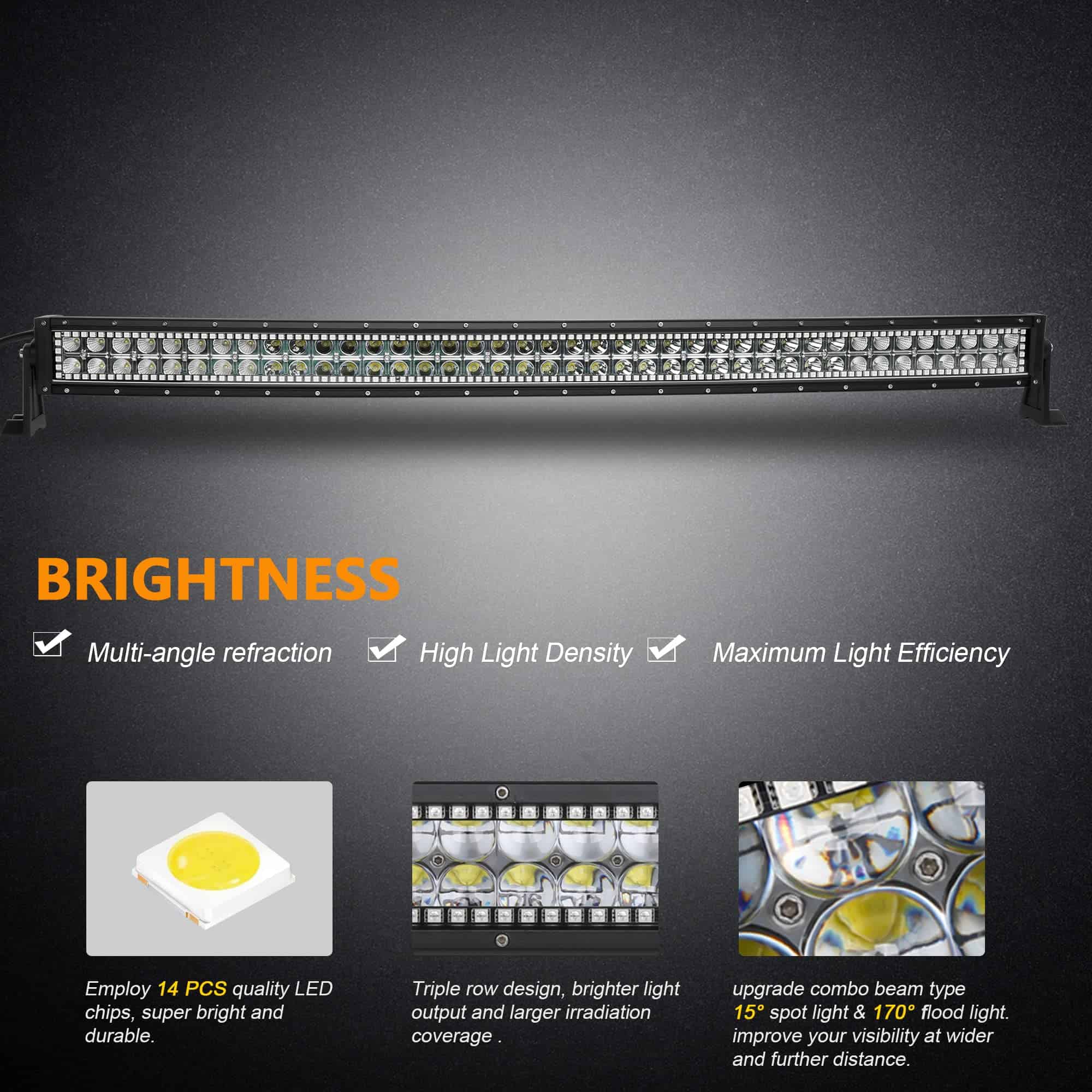 Nicoko Barra de luz led recta de 240w de 42 pulgadas con - Imagen 6