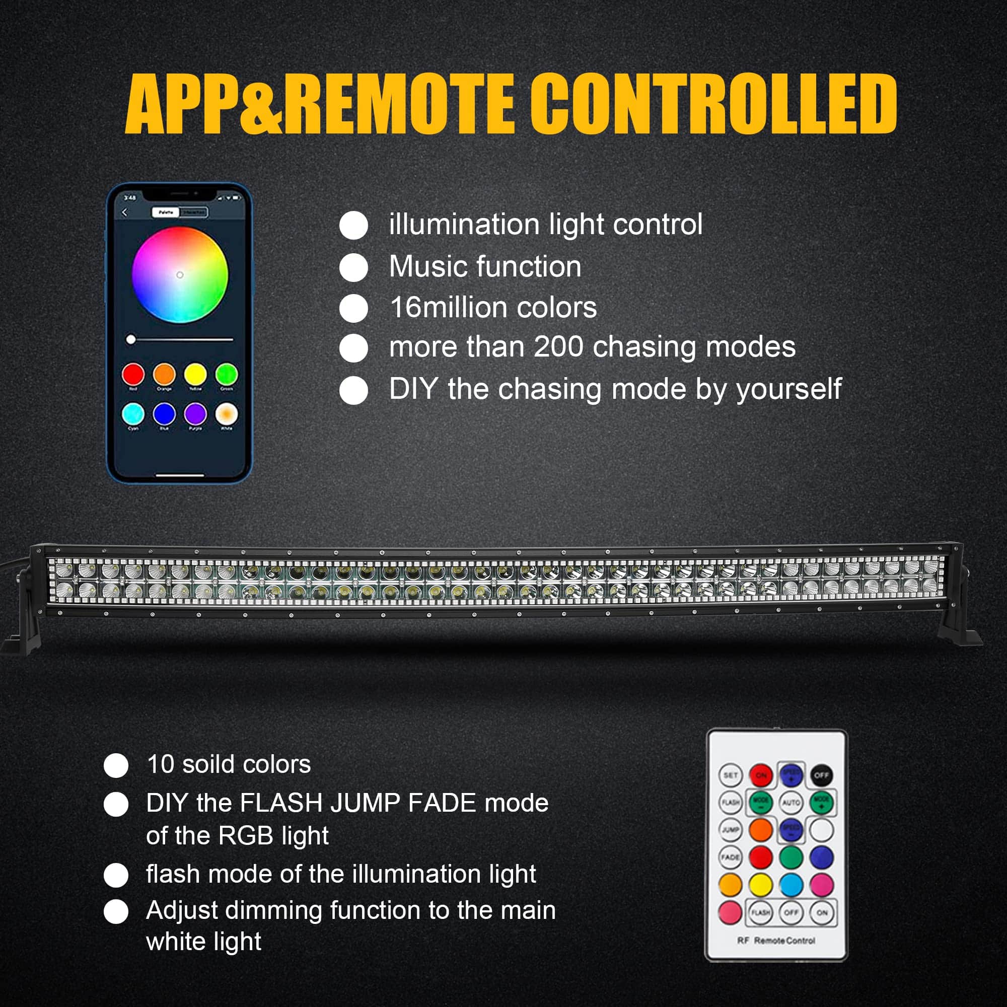 Nicoko Barra de luz led recta de 240w de 42 pulgadas con - Imagen 5