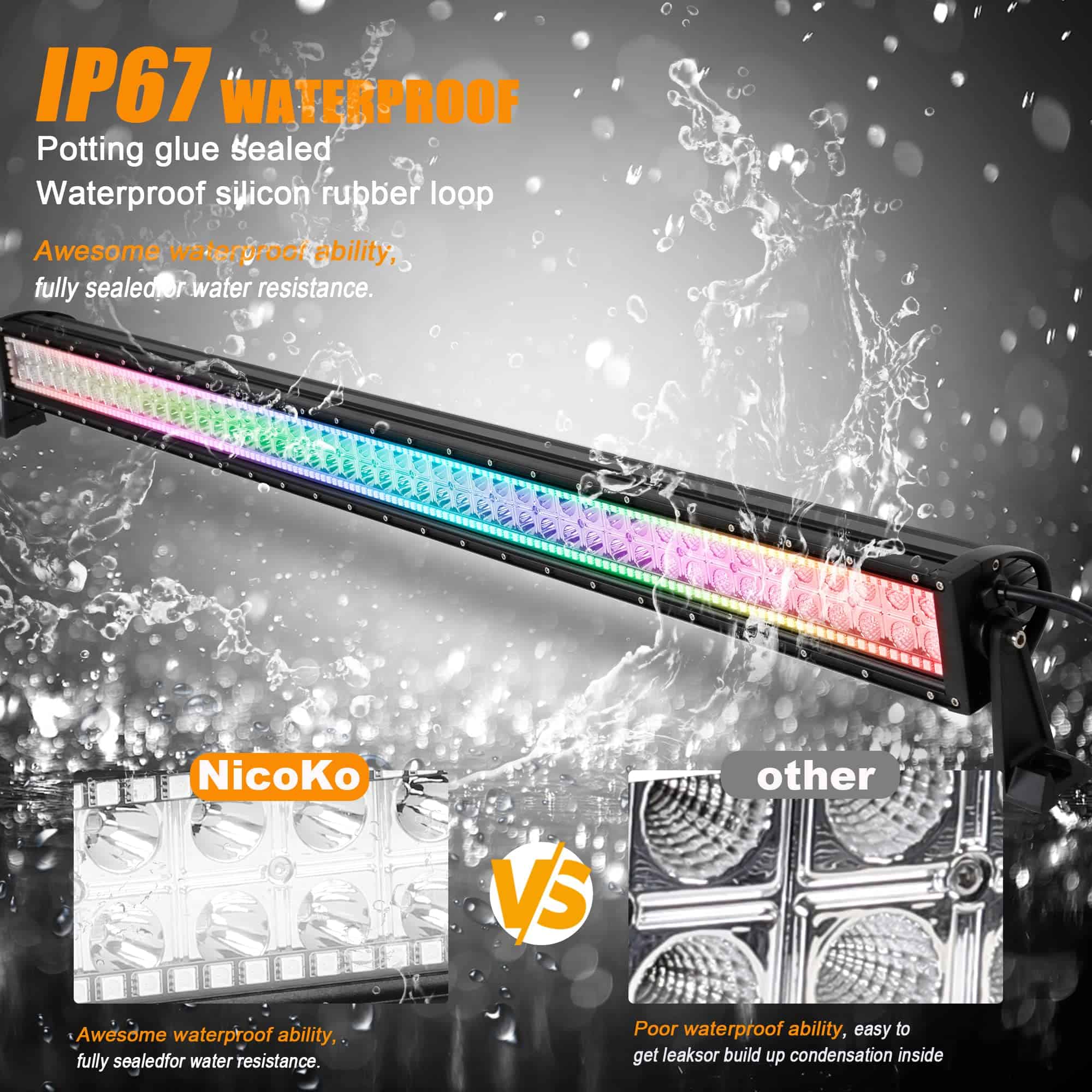 Nicoko Barra de luz led recta de 240w de 42 pulgadas con - Imagen 7