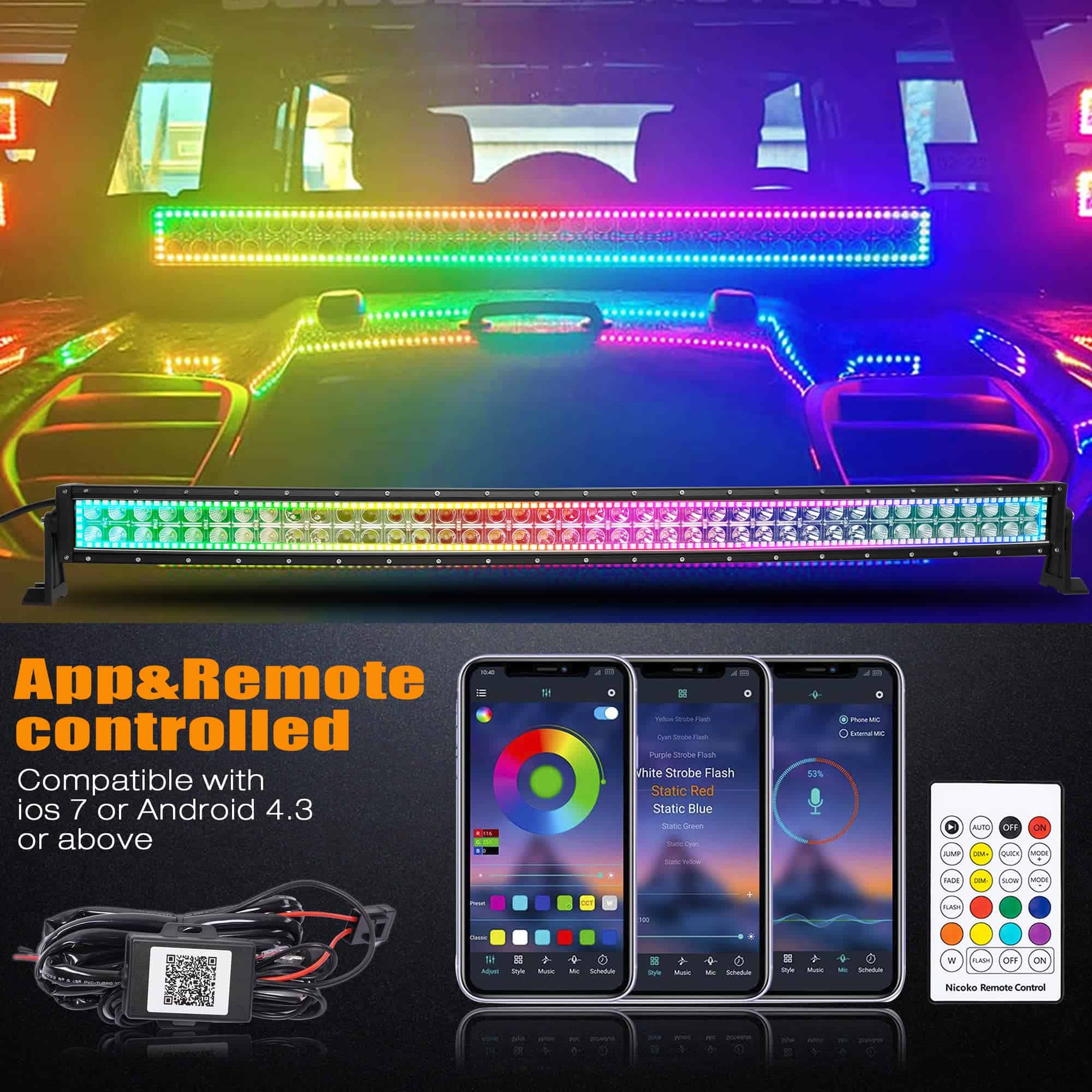 Nicoko Barra de luz led recta de 240w de 42 pulgadas con - Imagen 8