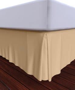 Faldón de Cama 100% Algodón Plisado (Tamaño Completo, Beige)