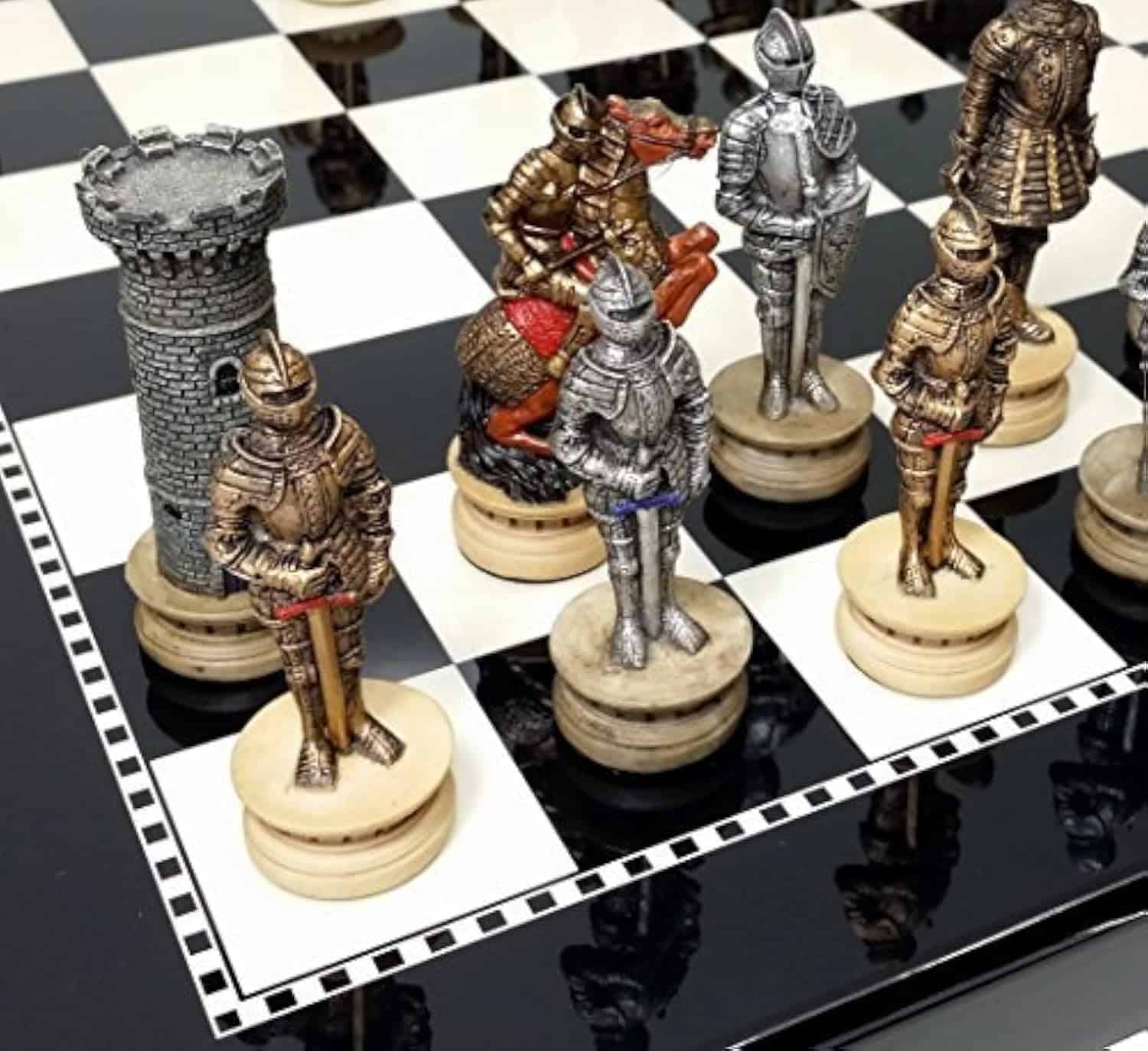 Juego de ajedrez de caballeros de la época de las Cruzadas