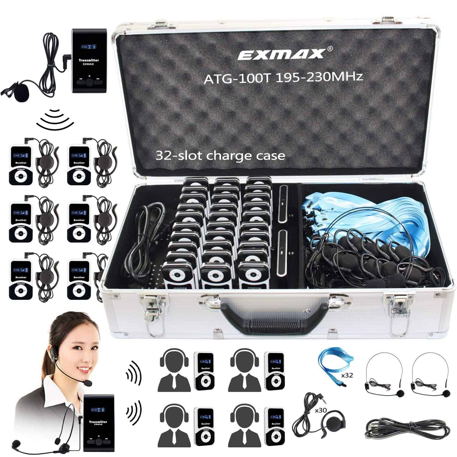 Sistema de Guía Turística Inalámbrico EXMAX ATG-100T 195MHz
