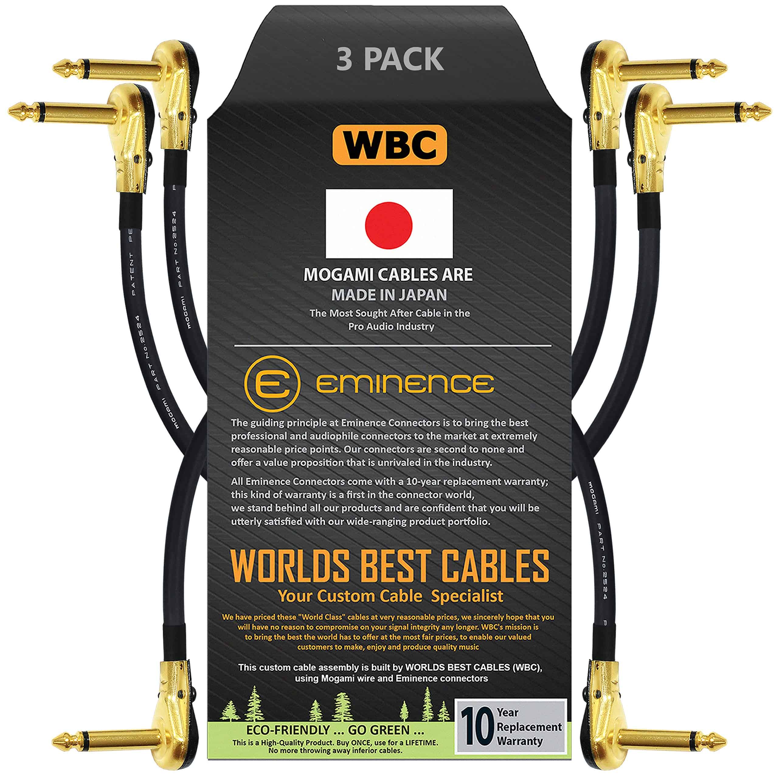 3 Unidades - 8 Pulgadas - Cable para Pedal, Efectos,