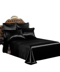 Sábana Plana de Seda Pura THXSILK, 100% -Negro