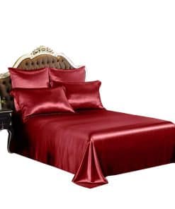Sábana Plana de Seda Pura THXSILK, 100% -Rojo