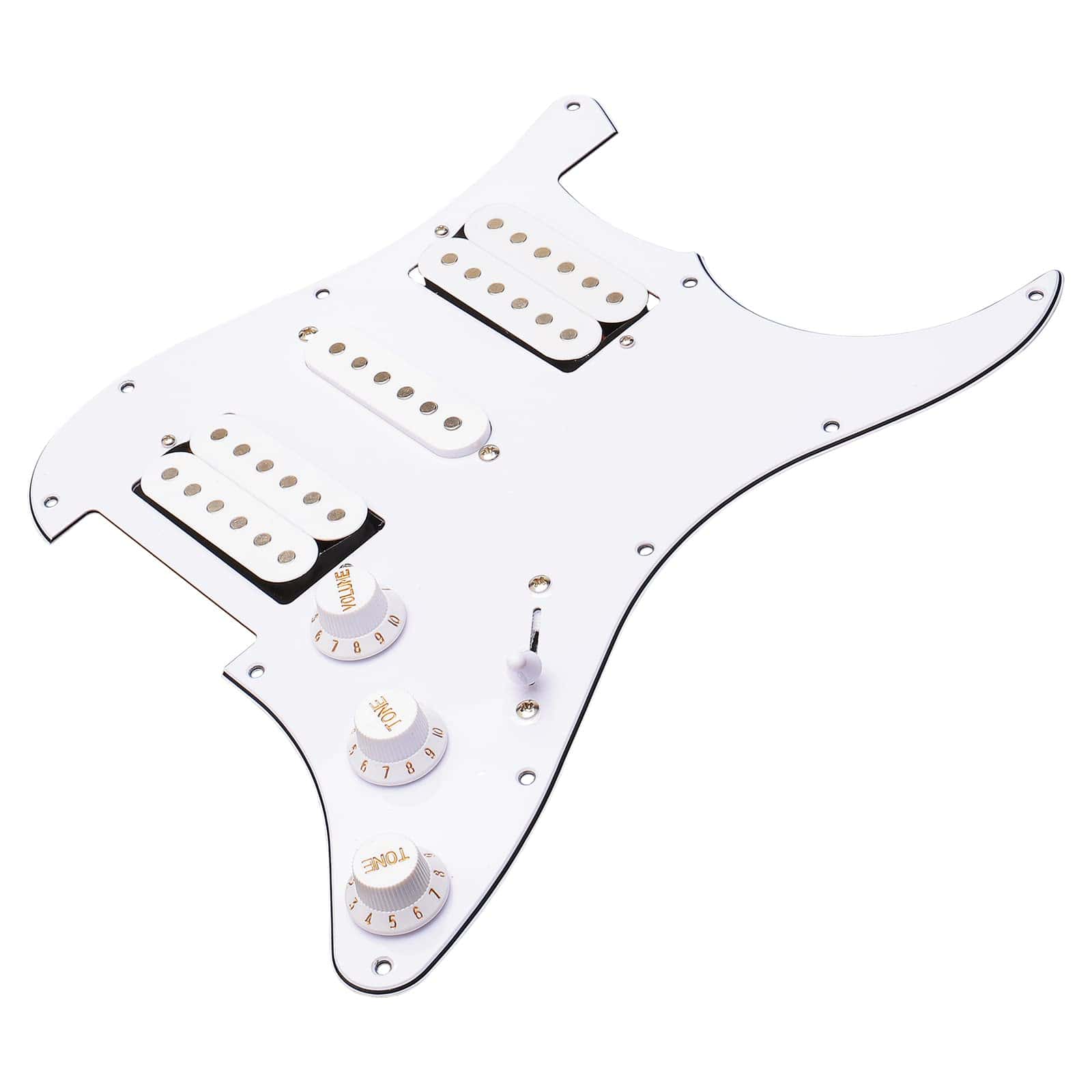 Pickguard precableado HSH blanco de 3 capas para Fender