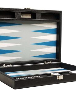 Tablero de Backgammon Premium de 13 pulgadas -Negro, Gris, A