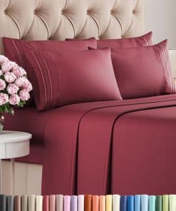 Juego de sábanas completo de 6 piezas - Cómodo, -Borgoña