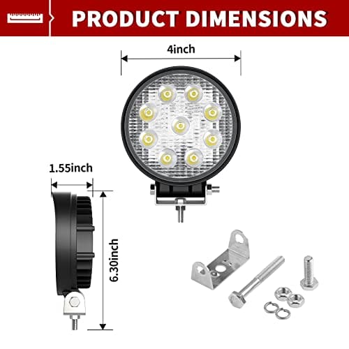 LEDKINGDOMUS Barra de luz LED 27W, 4 pulgadas Faros LED - Imagen 3