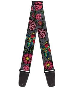 Correa de guitarra Buckle-Down Love Kills Close Up Gris 2