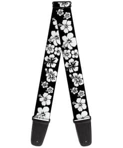 Correa para guitarra Buckle-Down - Hibiscus Negro/Blanco -