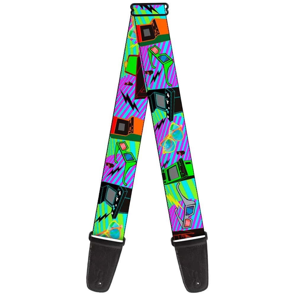 Correa de guitarra Buckle-Down Eighties Arcade Multi Neon
