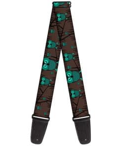 Correa de guitarra Buckle-Down Búhos en Árboles Turquesa de