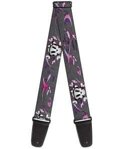Correa de guitarra Buckle-Down - Calavera femenina gris, 2"