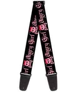 Correa de guitarra Buckle-Down Angry Girl Negro Rosa 2