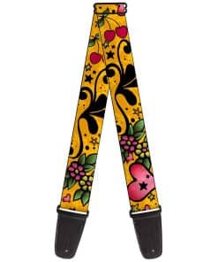 Correa de guitarra Buckle-Down Mom Dad Close Up amarilla de