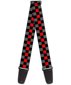 Correa de guitarra Buckle-Down Cuadros Negro Gris Rojo 2