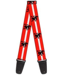 Correa de guitarra Buckle-Down León Rampante Rayas Rojas