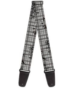 Correa de guitarra Buckle-Down Plaid Curls Gris 2 pulgadas