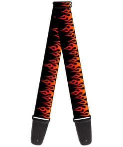Correa de Guitarra Buckle-Down Llamas Negras Naranja Rojo 2