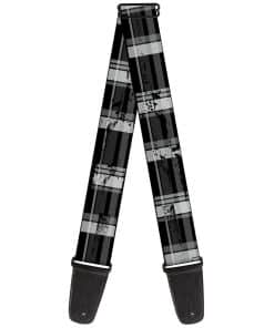 Correa de Guitarra Buckle-Down Cuadros Desgastado Negro