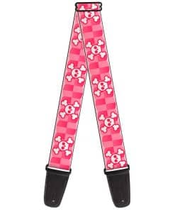 Correa de guitarra Buckle-Down Cute Skulls Checkers Pinks