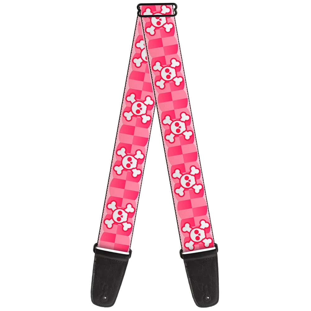 Correa de guitarra Buckle-Down Cute Skulls Checkers Pinks