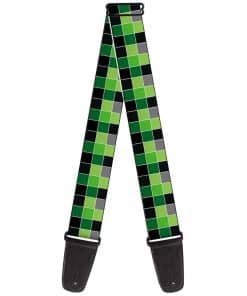 Correa para guitarra Buckle-Down Checker Mosaic Verde de 2