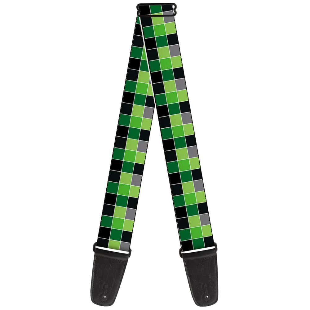 Correa para guitarra Buckle-Down Checker Mosaic Verde de 2