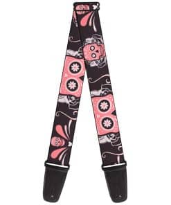 Correa de guitarra Buckle-Down Sugar Skulls Gris Rosa 2