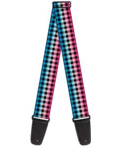 Correa de Guitarra a Cuadros Buffalo Turquesa Fucsia Fade -