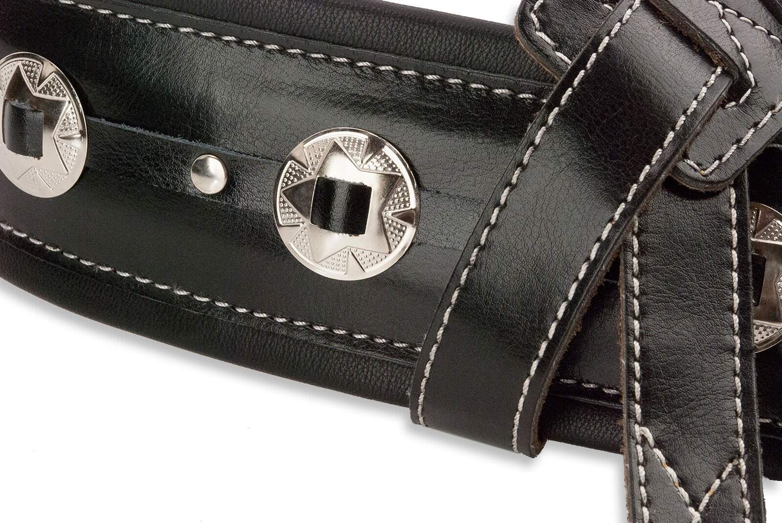 Correa clásica de cuero premium de grano negro brillante - Imagen 5