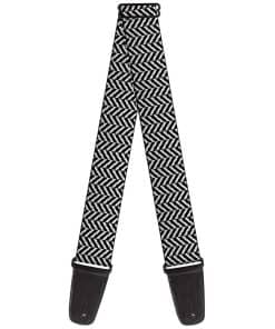 Correa de guitarra en espiga deshilachada negra y blanca de