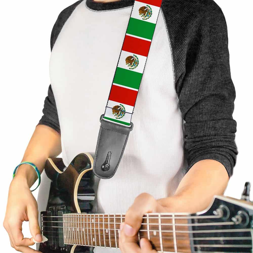 Correa de guitarra Buckle-Down Mexico Flags 2 pulgadas de - Imagen 3