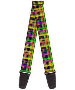 Correa para Guitarra Buckle-Down a Cuadros Negro/Multi Neón