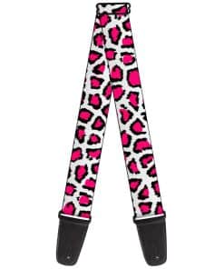 Correa para guitarra Buckle-Down Leopardo Blanco Fucsia 2