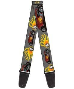 Correa de guitarra Buckle-Down Hot Rod Flame Skull de 2