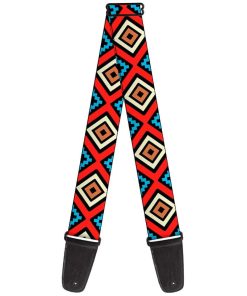 Correa de Guitarra Geométrica1 Negra Roja Café Bebé Azul 2