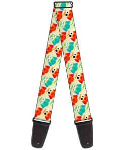 Correa de guitarra Buckle-Down Owl Eyes Amarillo Rojo Azul