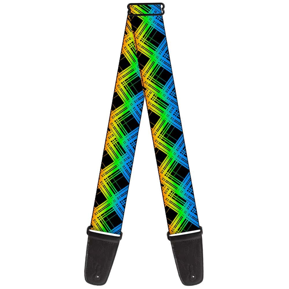 Correa de guitarra Buckle-Down a cuadros X degradado negro