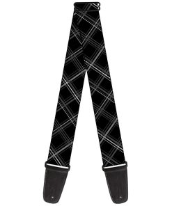Correa de guitarra Buckle-Down a cuadros X negro y gris de