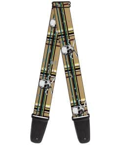 Correa de guitarra Buckle-Down Calavera Cruz Huesos Cuadros