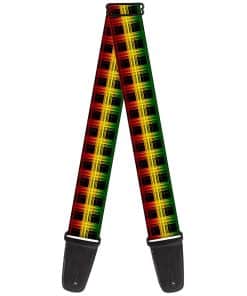 Correa de Guitarra a Cuadros Negro Rasta de 2 Pulgadas de